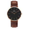 DW Classic St Mawes Black Rose Gold Watch